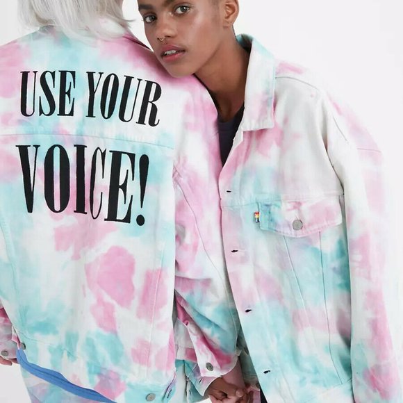 Levi's Special Edition Pride Oversized Trucker Jacket Tie Dye Use Your Voice XL